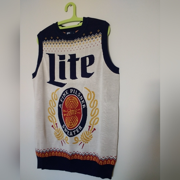Men's UGLY Coors Lite Sweater Vest (or Ladies Mini Dress) Size L NWOT - Picture 1 of 6